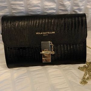 Viola Castellani leather black designer handbag